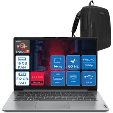 Lenovo Ideapad 1 14ALC7RYZEN™ 7 5700U 16GB 512GB SSD Windows 11 Home 14" Tn Fhd L82R3007DTXH01 + Zettaçanta