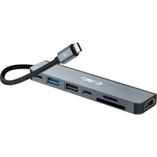 Claw's CHUB007-P 7in1 Windows & Mac 100w Hızlı Şarj - Type-C to 4K HDMI *1x USB-C 100W PD *1x USB-C Data *1x USB 3.0 5Gbps *1x USB 2.0 480 Mbps *2x TF/SD Card 7in1 Çevirici HUB Çoklayıcı