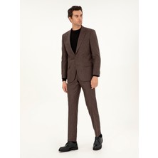 Cacharel Erkek Kahverengi Slim Fit Yün Karışımlı Takım Elbise 50291028-VR029
