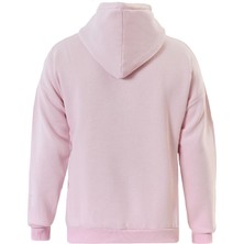 Unisex Basic Düz Renk Kapüşonlu Içi Yumuşak Polarlı Oversize Sweatshirt - Pembe