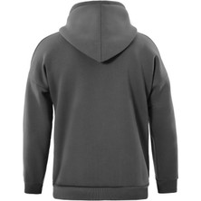 Unisex Fermuarlı Kapüşonlu Oversize Sweatshirt - Füme