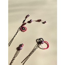 Bivalvia Accessories Pembe Boncuklu Firkete Toka Seti