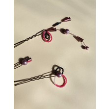Bivalvia Accessories Pembe Boncuklu Firkete Toka Seti