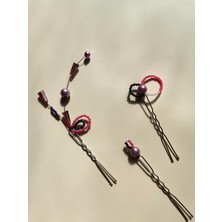 Bivalvia Accessories Pembe Boncuklu Firkete Toka Seti