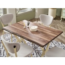 Evomas Ikon Serisi Kütük Ceviz Mutfak Masası Takımı 4 Sandalye 80X120