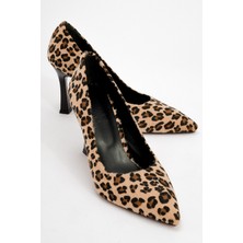 Luvi Forest Siyah Sarı Desenli Kadın Topuklu Ayakkabı