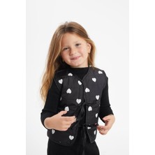 Pamila Butik Kız Çocuk Kapitone Yelekli Triko Takım 3'lü Stil Marka Muadili Ikon Siyah Alt Üst Takım