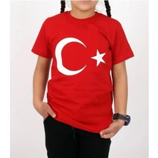 Unisex Çocuk Türk Bayrağı Tişört Ayyıldız Tişört