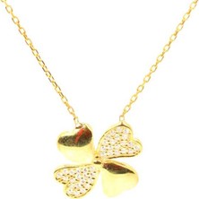 Nusret Takı 925 Ayar Gümüş Taşlı Yonca Kolye