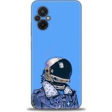 Xiaomi Poco M5 Kılıf Hd Baskılı Kılıf - Mavi Astronot + 9h Nano Ekran Koruyucu