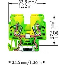 Wago 870-917 2 Iletkenli Topraklı Klemens 2,5 Mm² Yeşil-Sarı