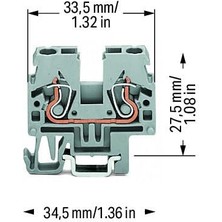 Wago 870-911 2 Iletkenli Geçiş Klemensi 2,5 Mm² Gri