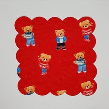 Deco Kırmızı Zemin Ayıcık Desenli Dijital Baskılı Kokteyl Peçetesi