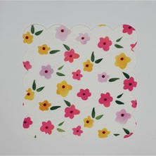 Deco Lila Pembe Sarı Çıtır Çiçek Desenli Dijital Baskılı Kokteyl Peçetesi