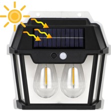 Güneş Enerjili Solar Duvar Lambası 2 Li Rustik Ampul Gün Işığı Dekoratif Solar Aydınlatma