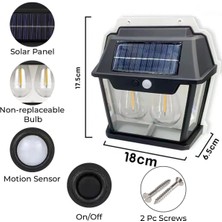 Güneş Enerjili Solar Duvar Lambası 2 Li Rustik Ampul Gün Işığı Dekoratif Solar Aydınlatma