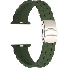 Teleplus Apple Watch 7 45MM Kordon Mat Silikon Ayarlanabilir KRD72 Koyu Yeşil