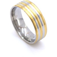 Çelik Yüzük Alyans Altın Kaplama YZK-227