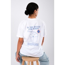 Coredra In The Mood For The Noods Relaxed Fit Kadın T-Shirt Beyaz
