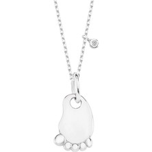 Altın Sepeti Gümüş Pırlanta Taşlı Bebek Ayak Kolye