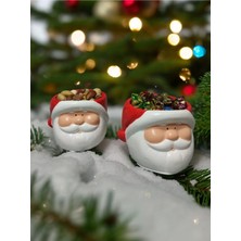 2 Li Set Noel Baba Figürü El Yapımı Sunumluk Biblo