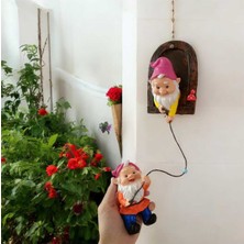 Tırmanan Şans Cüceleri Bahçe Balkon Duvar Süsü El Yapımı Biblo
