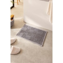 Ocean Home Textile Yıkanabilir Pamuklu Gri Renk Dama Desen Banyo Paspası 40 x 60 cm