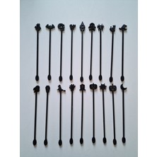 Hobi Kafe Cadılar Bayramı Tasarımlı Siyah 18 Adet Kokteyl-Içecek Karıştırıcı (Sert Plastiktir)