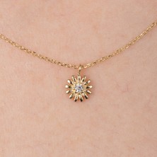 Fasek Gold Gümüş Kolye -  Zirkon Taşlı Tasarım 925 Ayar Gümüş Kolye