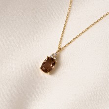 Fasek Gold Gümüş Kolye - Oval Zultanit Taşlı 925 Ayar Gümüş Kolye
