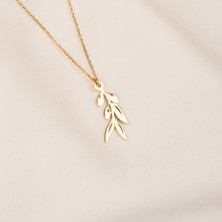 Fasek Gold Gümüş Kolye -  Zeytin Dalı 925 Ayar Gümüş Kolye
