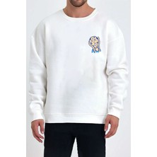 CU Collection Çığlık Kurabiye Baskılı Beyaz Unisex Kadın Erkek Pamuklu Sweatshirt CU249