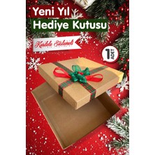 Yılbaşı Temalı Kraft 25 x 25 x 10 cm Boş Hediye Kutusu 1 Adet, Yılbaşı Hediye KUTUSU-T1082