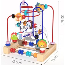 First Çok Fonksiyonlu Hayvan Boncuklu Ahşap Üç Parçalı Boncuklu Oyuncak (Yurt Dışından)