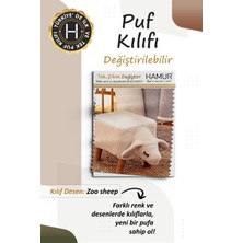 Hamur Yıkanabilir Puf Tabure Kılıfı Tak-Çıkar-Değiştir-Yenile Orta Sehpa Kılıfı Bb Fluffy Zoo Sheep