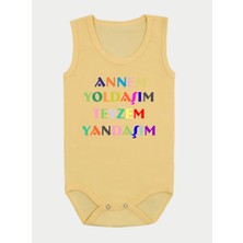 Outdoor One Organik Pamuk Annem Yoldaşım Teyzem Yandaşım Askılı Sarı Bebek Body Zıbın ZBN0177 Sarı Zıbın