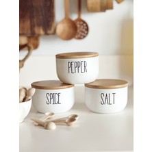 Moda Ozy 3lü Cam Bambu Kapaklı Salt/pepper/spice Kavanozu