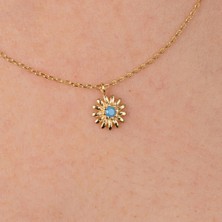 Fasek Gold Altın Kolye - Altın Kolye - Firuze Taşlı Tasarım 14 Ayar Altın Kolye