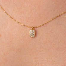 Fasek Gold Altın Kolye - Altın Kolye - Zirkon Taşlı Minimal Tasarım 14 Ayar Altın Kolye