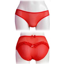 Helena Paris Kadın Transparan Puantiye Detaylı Kurdeleli Büyük Beden Bato Külot (2774)