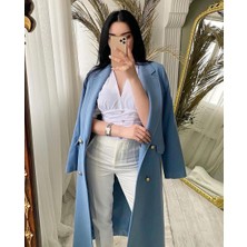 Karen Gold  Düğmeli Kaşe Kaban Bebe Mavi