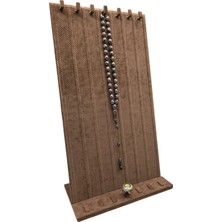 Megass Dekor Yerli Üretim Keten Kumaş Kahve Renk 45/25 cm Ayaklı Tırnaklı Tesbih Yüzük Kombin Sergileme Standı