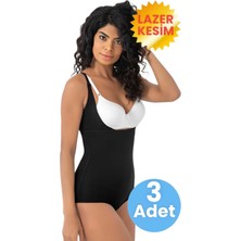 Uniquetrenders Kadın Lazer Kesim Iz Yapmaz Göğüs Destekli Askılı Toparlayıcı Body Slip Korse 3'lü Set