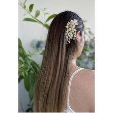 Pearly Handmade Gelin Tokası Gold Inci Tarak Toka