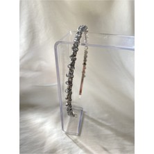 Pearly Handmade Gri Kristal Taç
