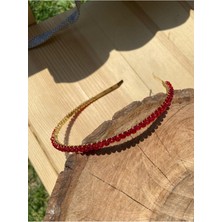 Pearly Handmade Kırmızı Kristal Gold Taç