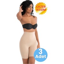 Uniquetrenders Kadın Dikişsiz  ve Toparlayıcı Lazer Kesim Yüksek Bel Paçalı Korse 3'lü Set