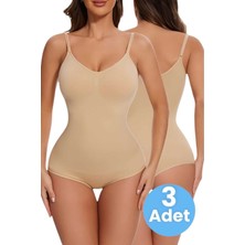 Uniquetrenders Kadın Dikişsiz Toparlayıcı ve Inceltici Çıtçıtlı Ip Askılı Slip Body Korse 3'lü Set