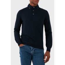 Gran Sasso % 100 Yün Slim Fit Düğmeli Polo Yaka Sweat Erkek Polo Yaka Sweat 57163 14293 598