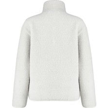 Kadın Moda Oversize Dik Yaka Standart Kol Uzun Polar Fermuarlı Uzun Kol Cep Detaylı Örme Sweatshirt